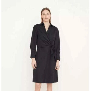 Vince. Long Sleeve Wrap vneck Shirt Dress in Black Size XS